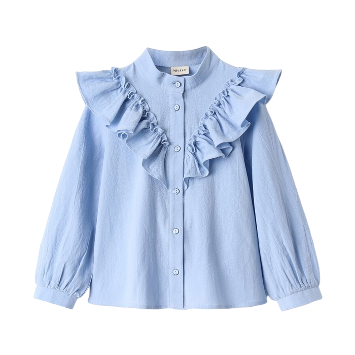 Блузка детская MINAKU 9686928, светло-голубой, 152 блузка детская gloria jeans gwt003255 серебристый 134