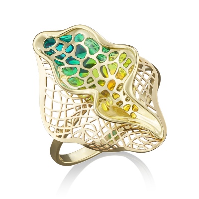 

Кольцо из желтого золота р. , PLATINA jewelry 01-4908-00-000-1130-48, эмаль, 01-4908-00-000-1130-48