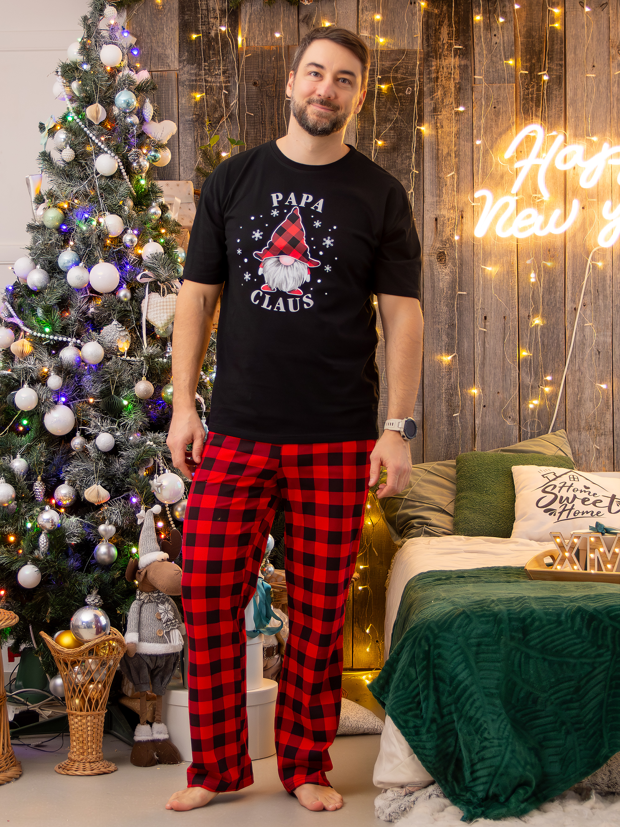 Комплект домашний мужской Моя Пижама Клаус Папа красный 50 RU