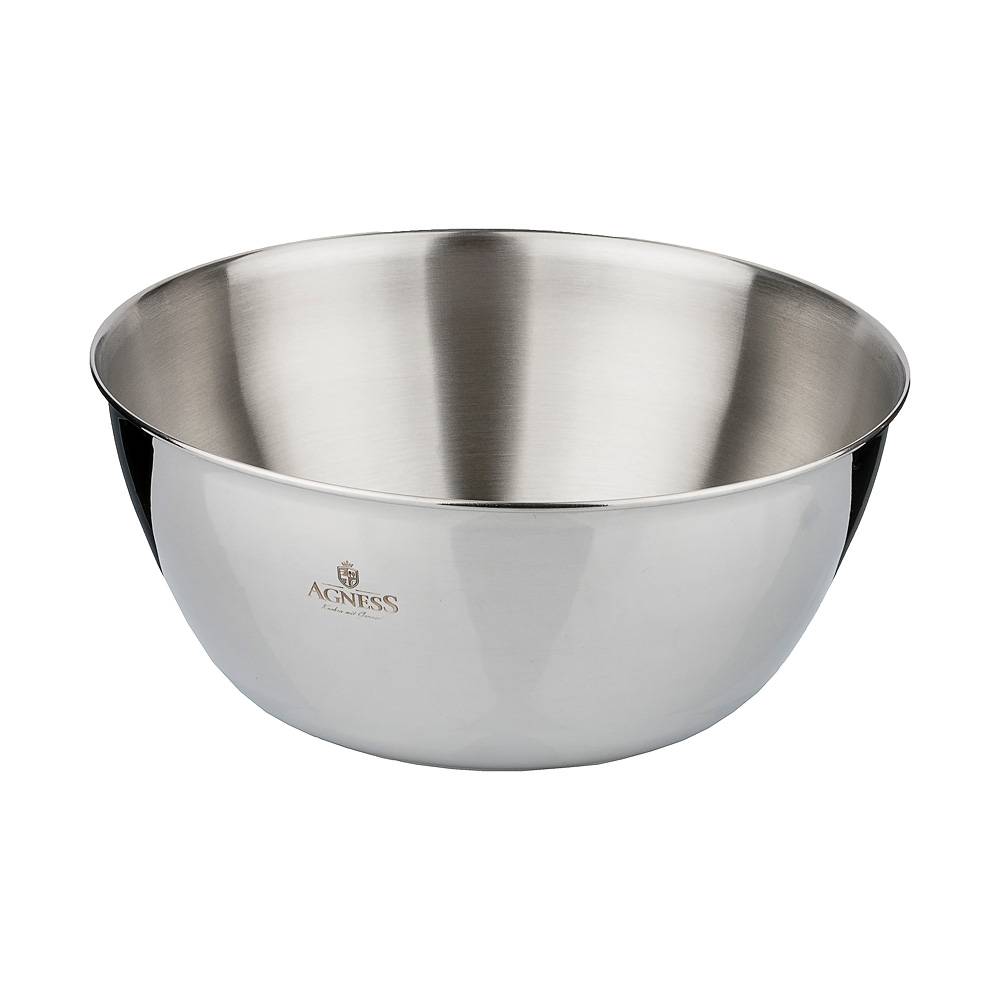 

Миска Agness Professional 22х9 см, 2.4 л, нержавеющая сталь