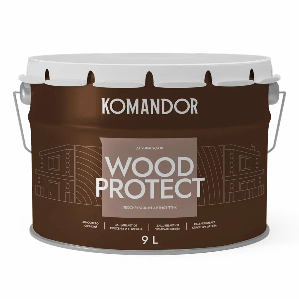 Антисептик для дерева Komandor Wood Protect лессирующий 9 9000₽