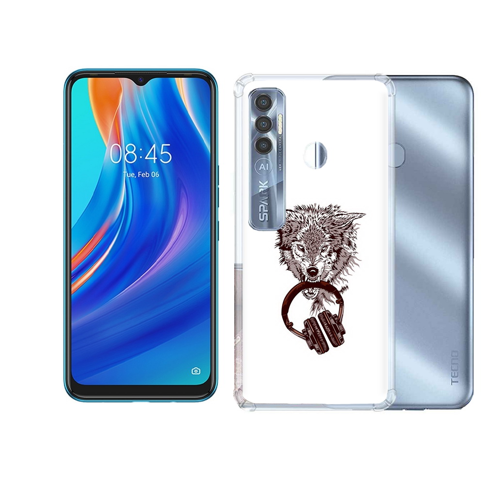 

Чехол MyPads Tocco для Tecno Spark 7 Pro дикий волк, Прозрачный, Tocco
