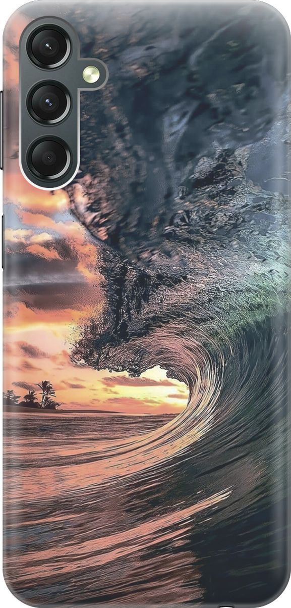 

Силиконовый чехол на Samsung Galaxy A24 с принтом "Волна на закате", Оранжевый;синий, 159515