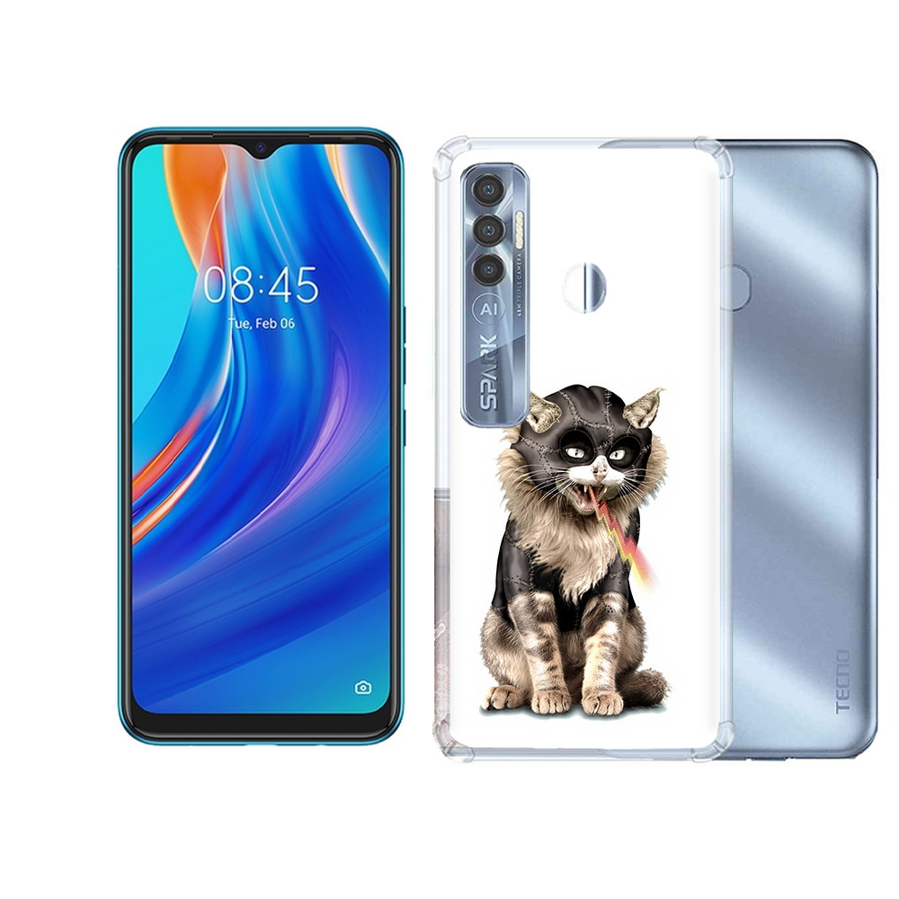 

Чехол MyPads Tocco для Tecno Spark 7 Pro дьяволский кот, Прозрачный, Tocco