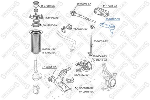 

наконечник рулевой Stellox 5100187SX