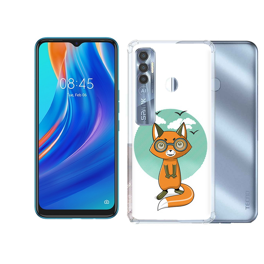 

Чехол MyPads Tocco для Tecno Spark 7 Pro задумчивая лиса, Прозрачный, Tocco