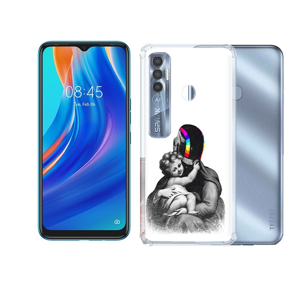 

Чехол MyPads Tocco для Tecno Spark 7 Pro защитник в шлеме, Прозрачный, Tocco