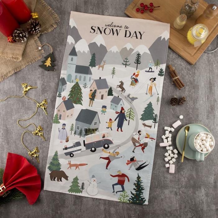 

Полотенце для рук Этель Snow day 5162222 хлопок, 73x40, бежевый, 1 шт, Кухонный текстиль к Новому году
