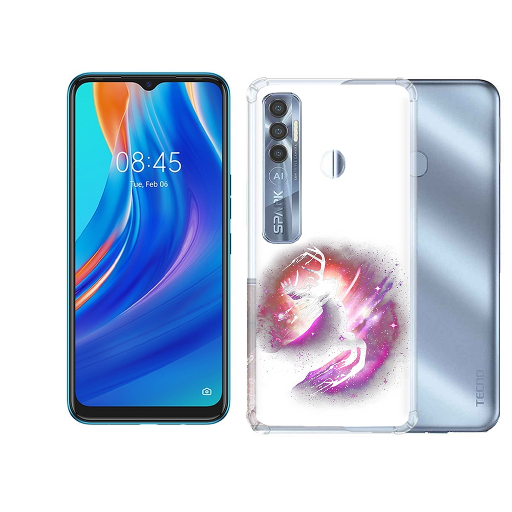 

Чехол MyPads Tocco для Tecno Spark 7 Pro звездный олень, Прозрачный, Tocco