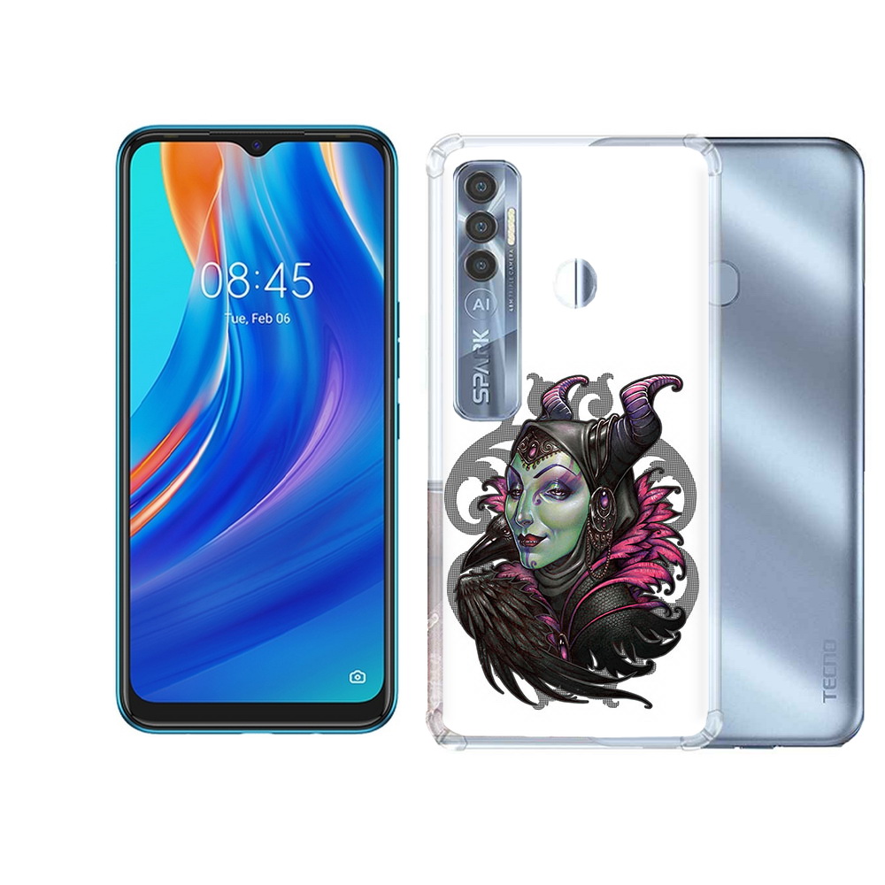 

Чехол MyPads Tocco для Tecno Spark 7 Pro зеленая девушка с вороном, Прозрачный, Tocco
