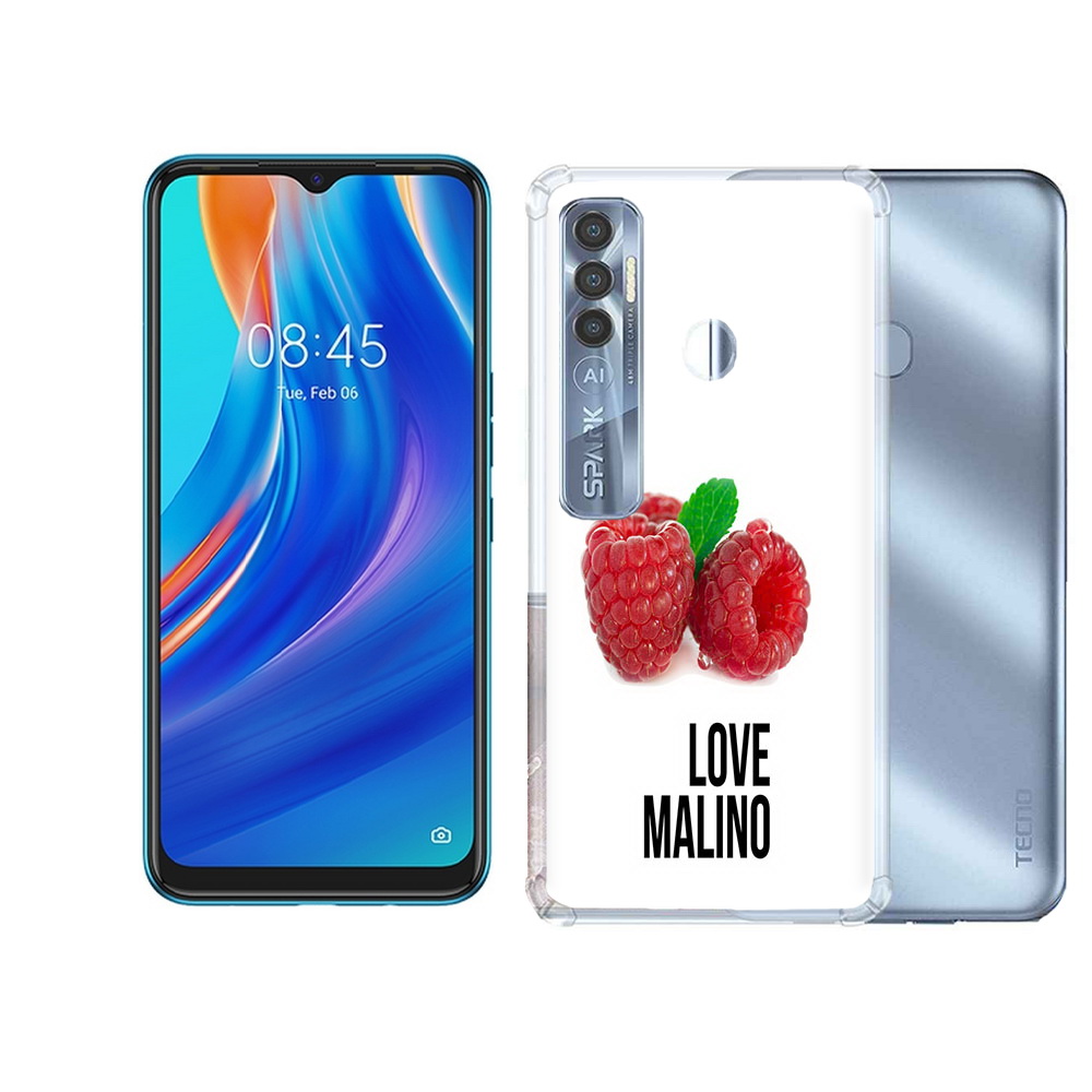 

Чехол MyPads Tocco для Tecno Spark 7 Pro Бренд лове малино, Прозрачный, Tocco