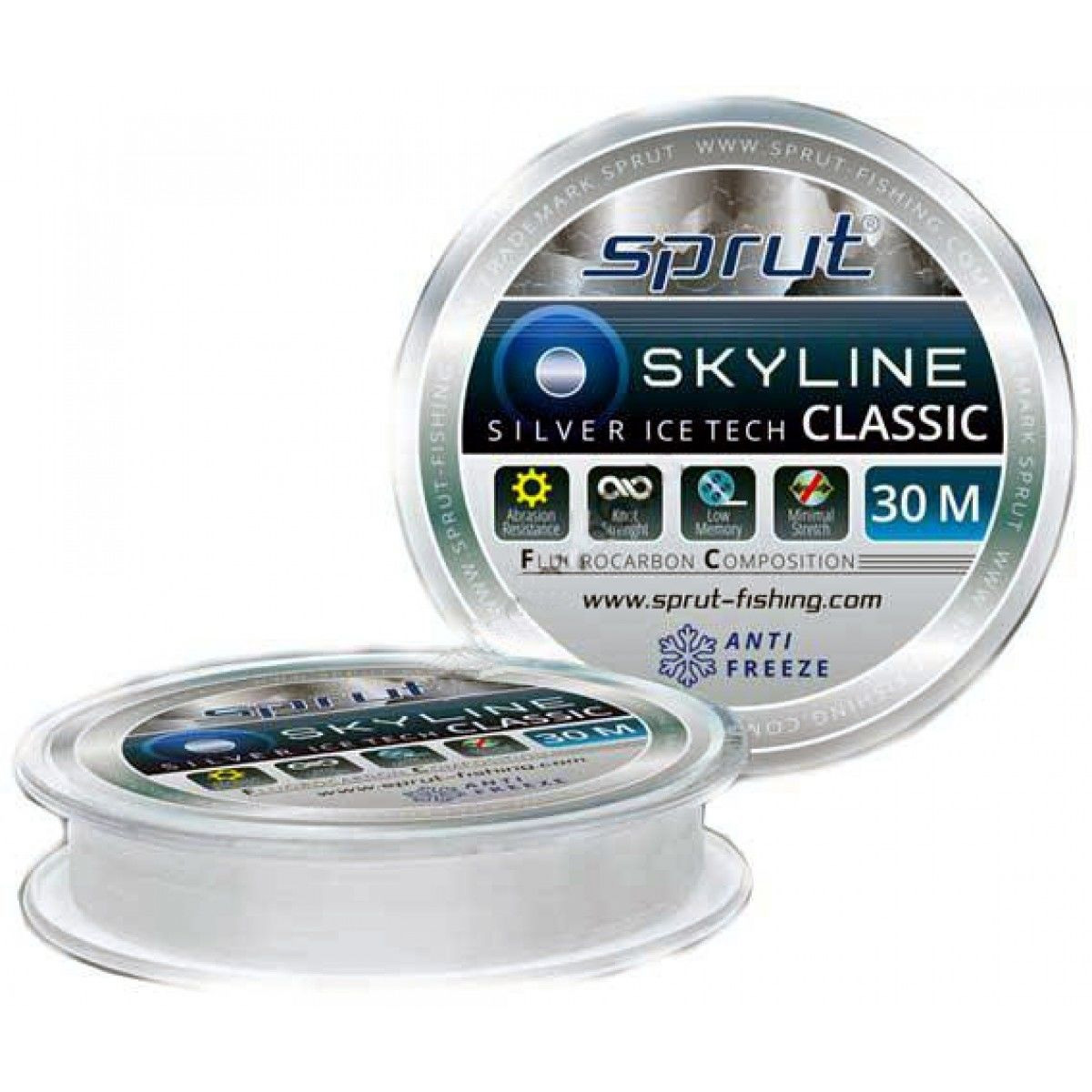 фото Леска зимняя sprut skyline classic fluorocarbon composition icetech 0,105 мм, серебристый