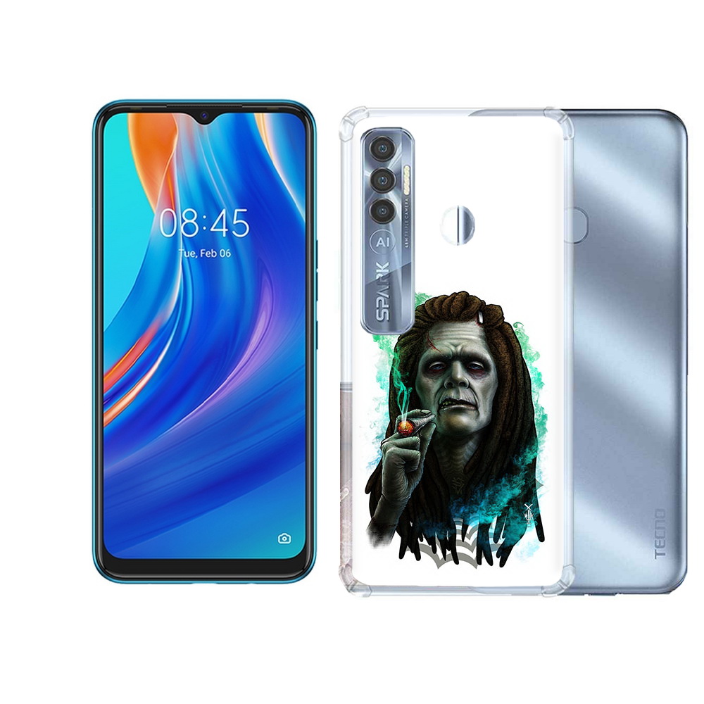 

Чехол MyPads Tocco для Tecno Spark 7 Pro зеленый мужчина с сигаретой, Прозрачный, Tocco