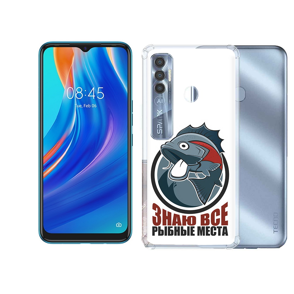 

Чехол MyPads Tocco для Tecno Spark 7 Pro знаю все рыбные места, Прозрачный, Tocco
