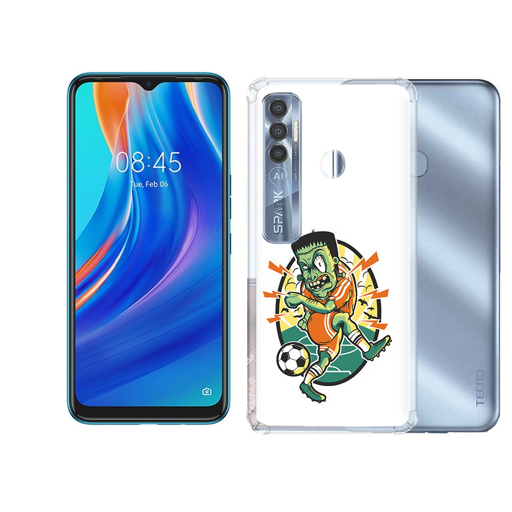 

Чехол MyPads Tocco для Tecno Spark 7 Pro зомби футболист, Прозрачный, Tocco