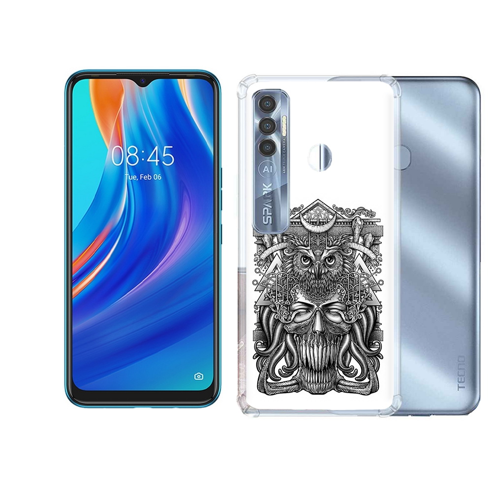 

Чехол MyPads Tocco для Tecno Spark 7 Pro зубастая сова, Прозрачный, Tocco