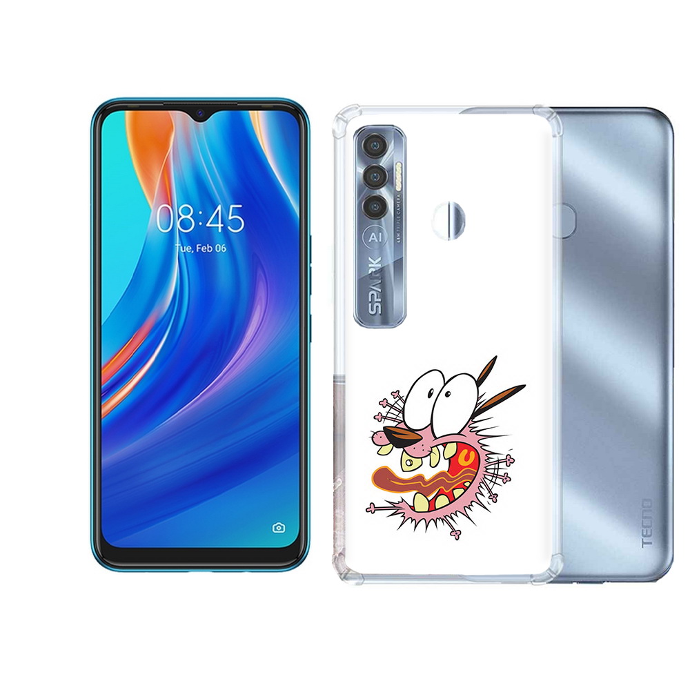 

Чехол MyPads Tocco для Tecno Spark 7 Pro испуганный бобик, Прозрачный, Tocco