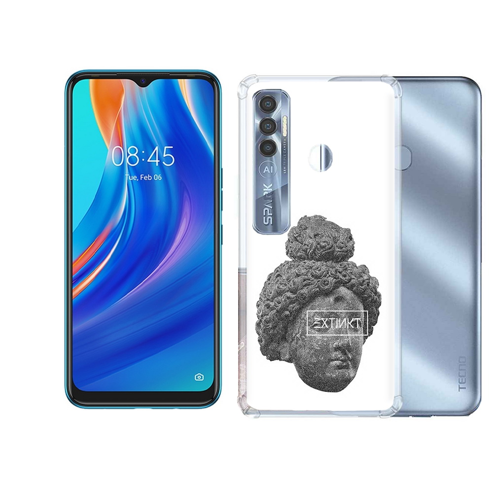 

Чехол MyPads Tocco для Tecno Spark 7 Pro каменное лицо девушки, Прозрачный, Tocco
