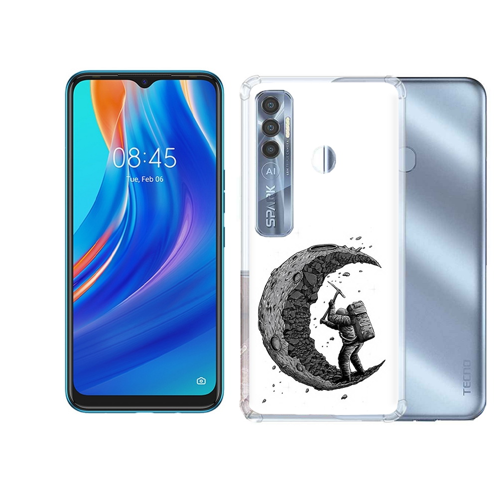 

Чехол MyPads Tocco для Tecno Spark 7 Pro камненная луна, Прозрачный, Tocco