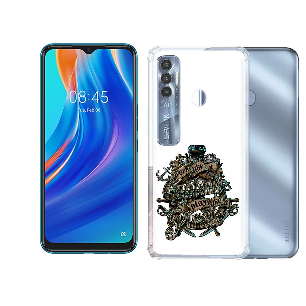 

Чехол MyPads Tocco для Tecno Spark 7 Pro капитан пиратов, Прозрачный, Tocco