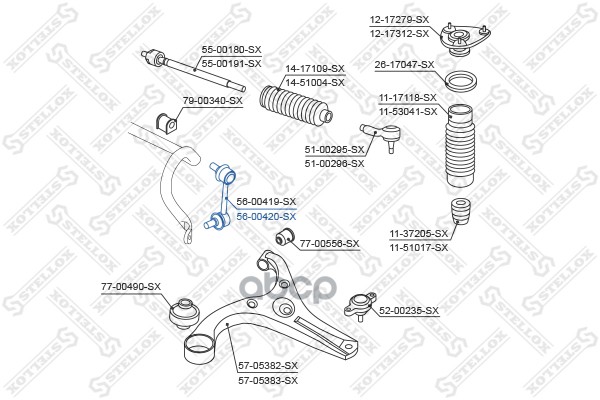 

56-00420-Sx Тяга Стабилизатора Переднего Правая Hyundai Accent/Verna All 03>