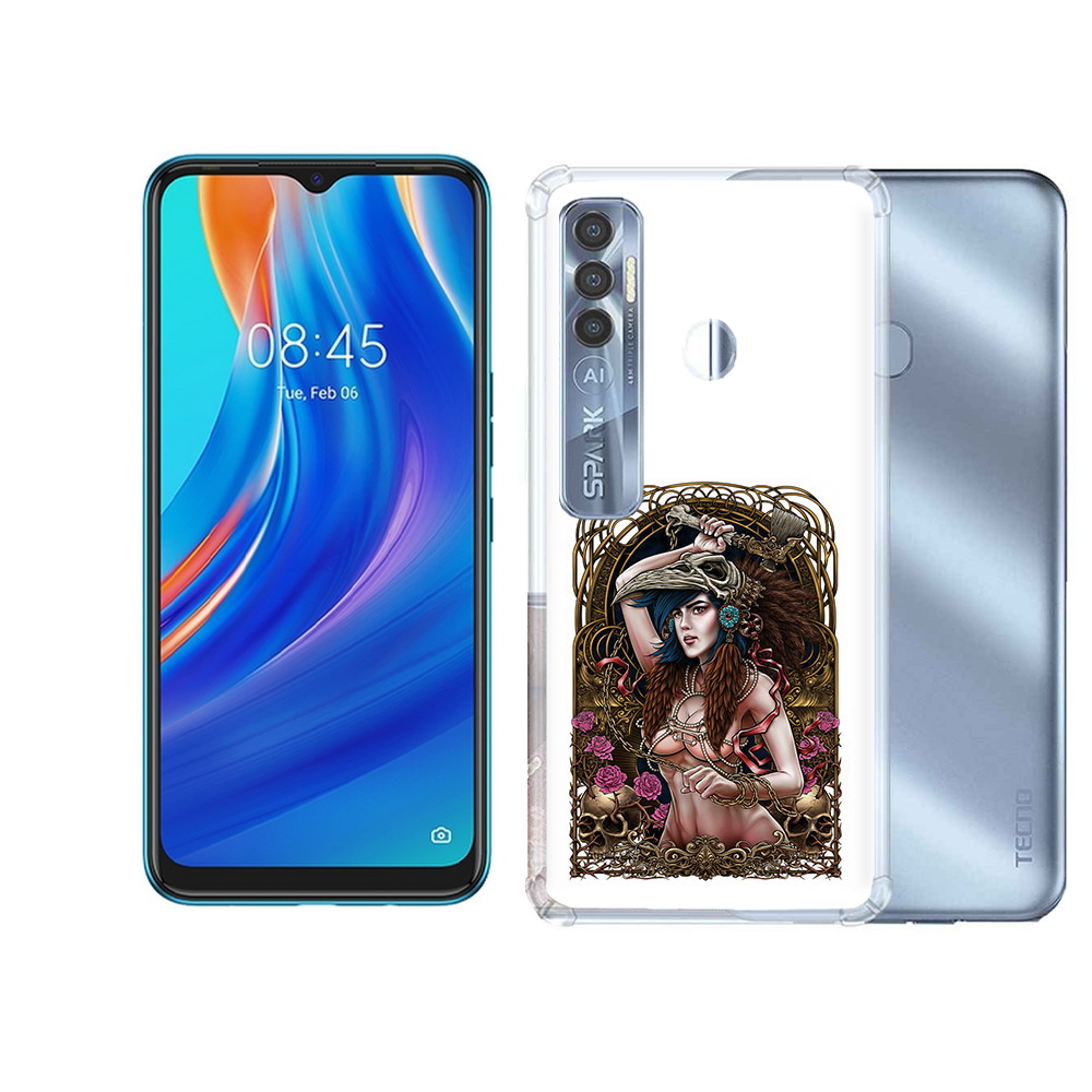 

Чехол MyPads Tocco для Tecno Spark 7 Pro красивая девушка рисунок, Прозрачный, Tocco