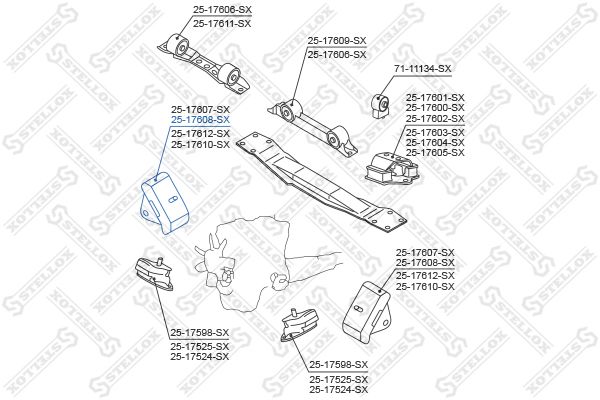 фото Подушка двигателя stellox 2517608sx задняя, mitsubishi pajero ii v14w-v55w 1991-2004