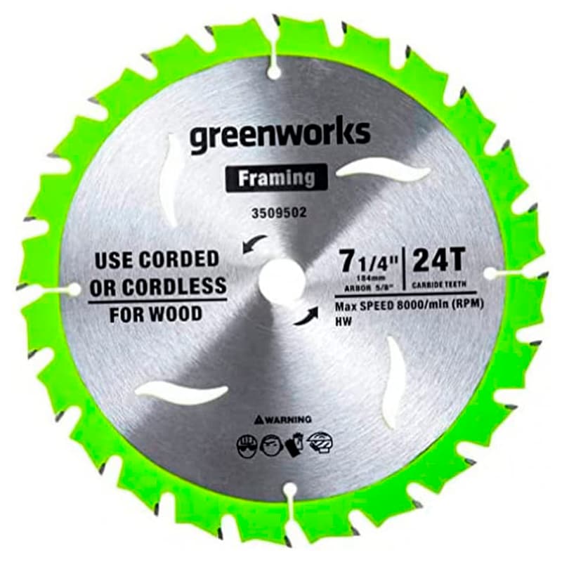 

Пильный диск по дереву для циркулярной пилы Greenworks 184х1,75/1,13х20мм, 24Т 2943407, 184x1,75/1,13x20