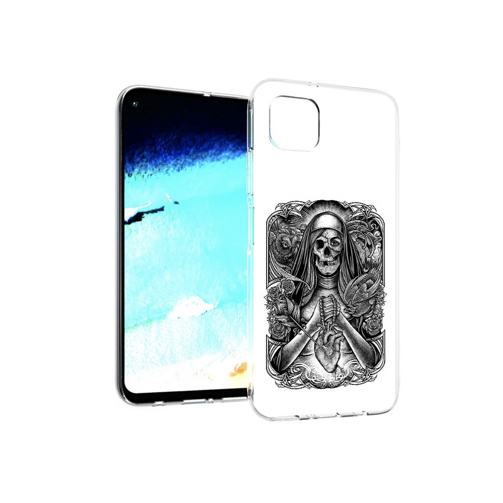 

Чехол MyPads Tocco для Huawei Nova 6 SE скелет с сердцем, Прозрачный, Tocco