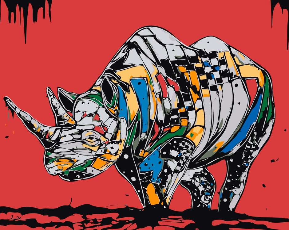 фото Живопись по номерам живопись по номерам арт-носорог 40x50