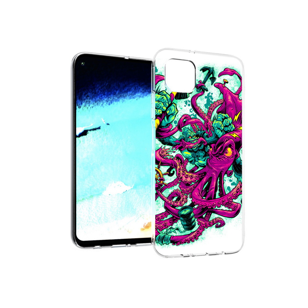 

Чехол MyPads Tocco для Huawei Nova 6 SE фиолетовый кракен, Прозрачный, Tocco