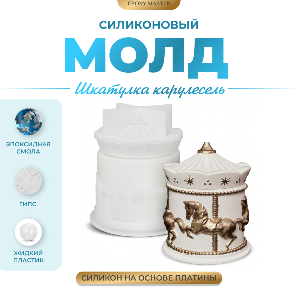 Силиконовый молд EPOXYMASTER Шкатулка карусель 11, d9,6х6,8см