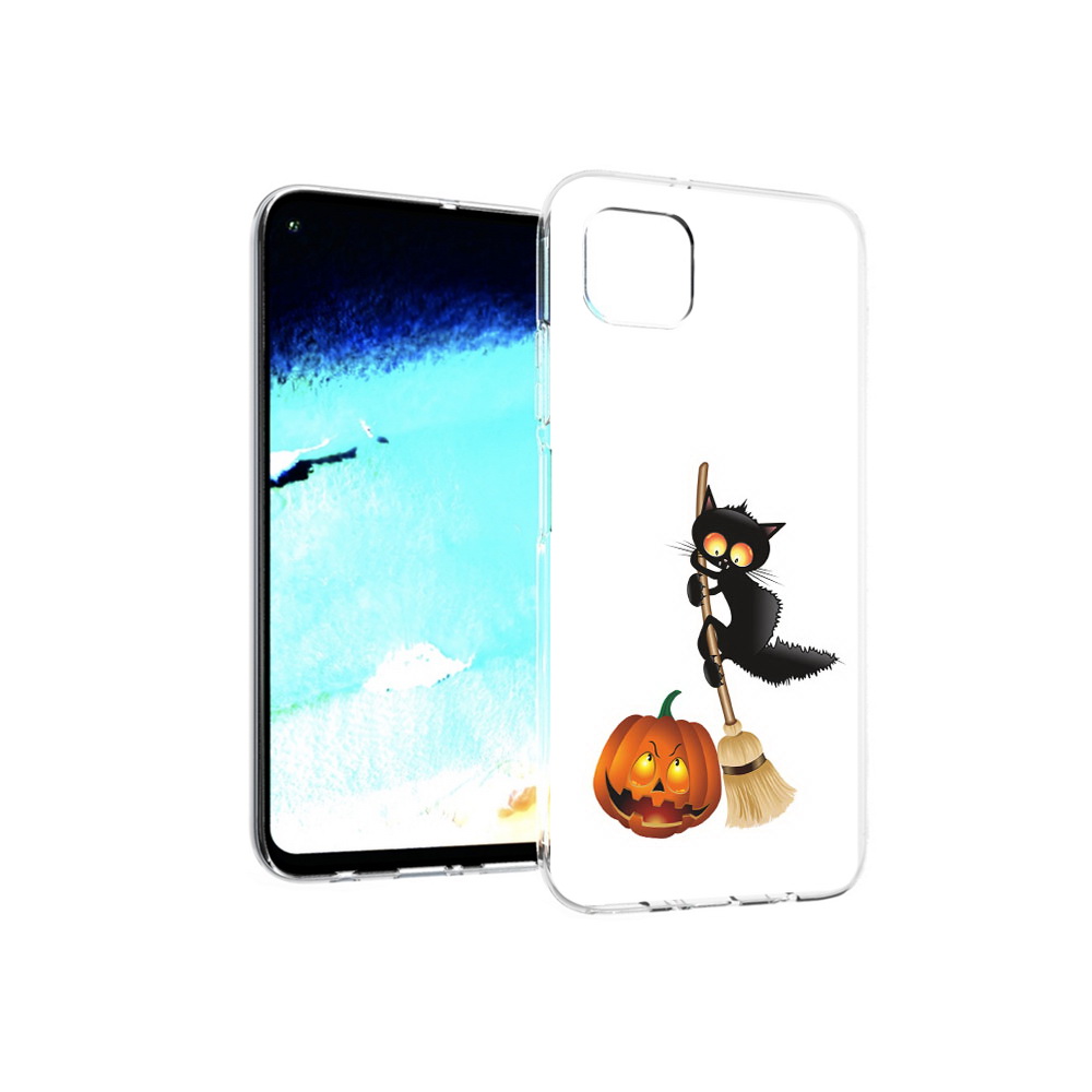 

Чехол MyPads Tocco для Huawei Nova 6 SE хэлуинский котик, Прозрачный, Tocco