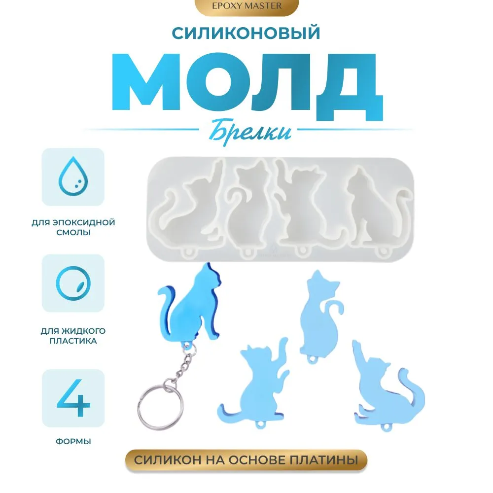

Силиконовый молд EPOXYMASTER Брелки кошечки 3, 15,4х6см, Белый, SM534