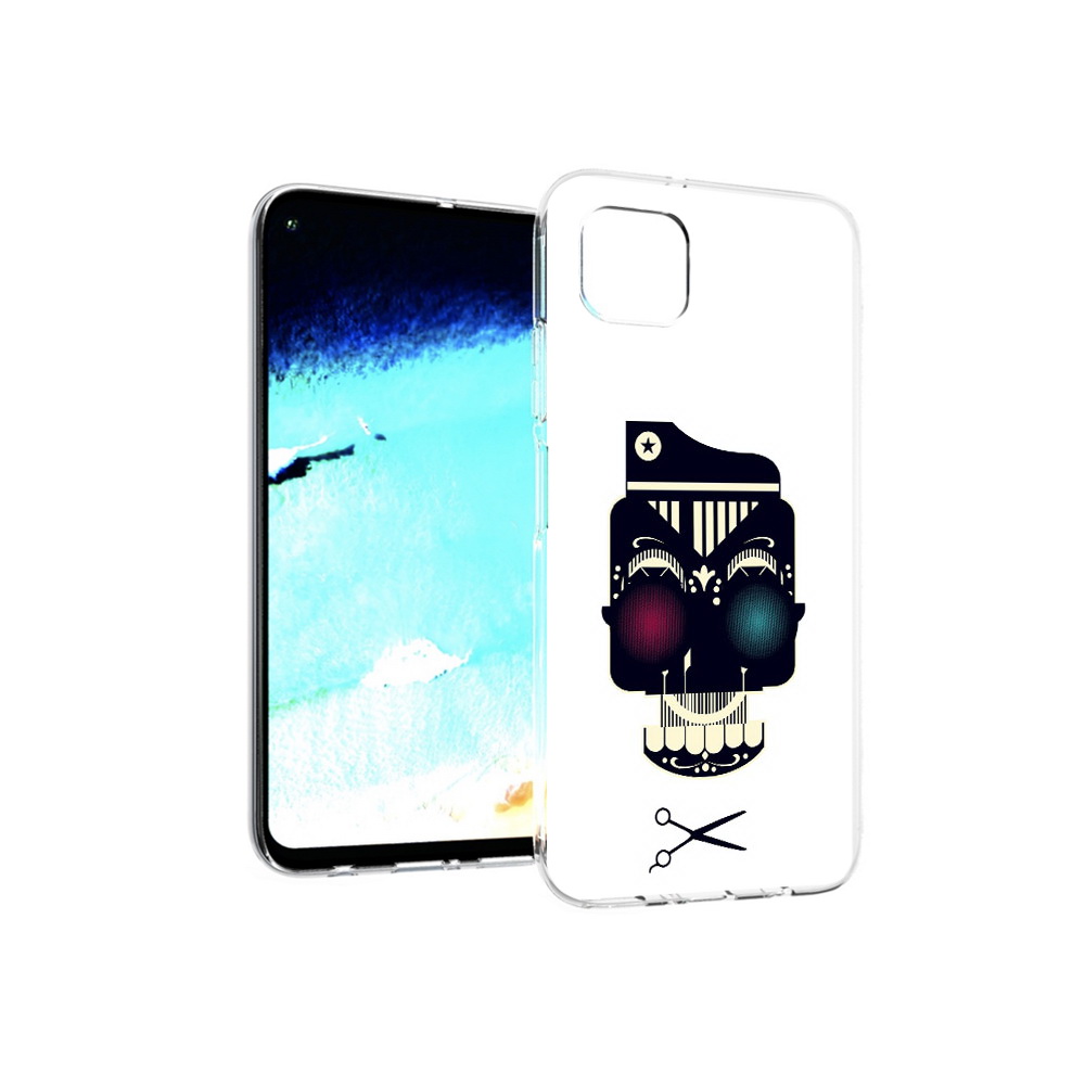 

Чехол MyPads Tocco для Huawei Nova 6 SE черно белый скелет с яркими глазами, Прозрачный, Tocco