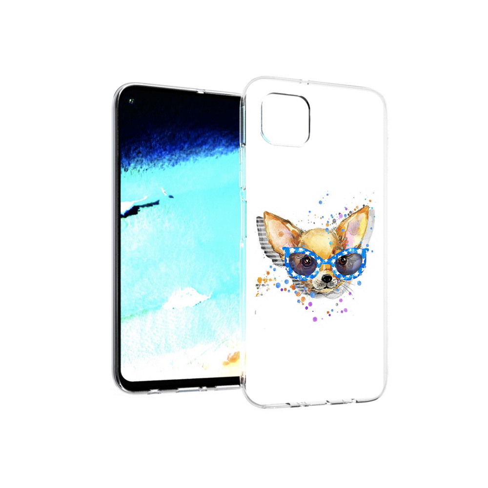 

Чехол MyPads Tocco для Huawei Nova 6 SE чихуа-хуа в очках, Прозрачный, Tocco