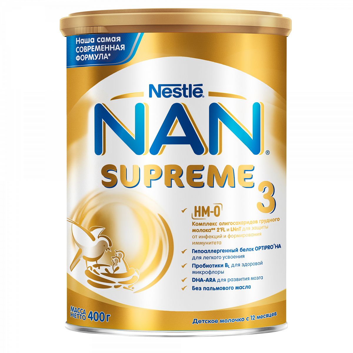Молочная смесь NAN Supreme 3 с 12 мес. 400 г нестле смесь молочная нестожен 1 от 0мес 300г