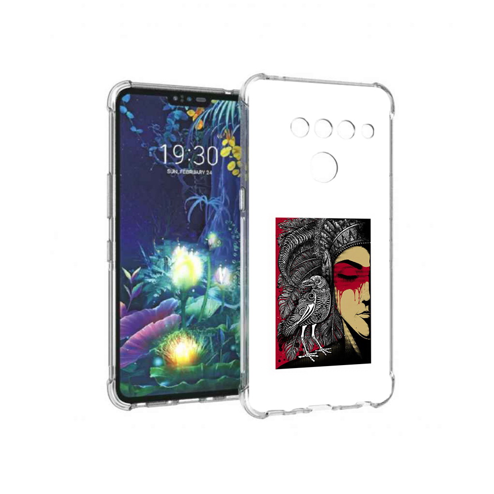 

Чехол MyPads Tocco для LG V50 ThinQ девушка с вороном в абстракции, Прозрачный, Tocco