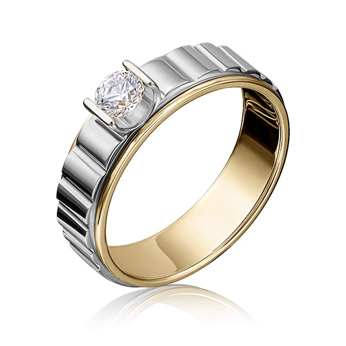 

Кольцо из комбинированного золота с фианитом р. 17 PLATINA jewelry 01-5114-00-501-1121-38, 01-5114-00-501-1121-38