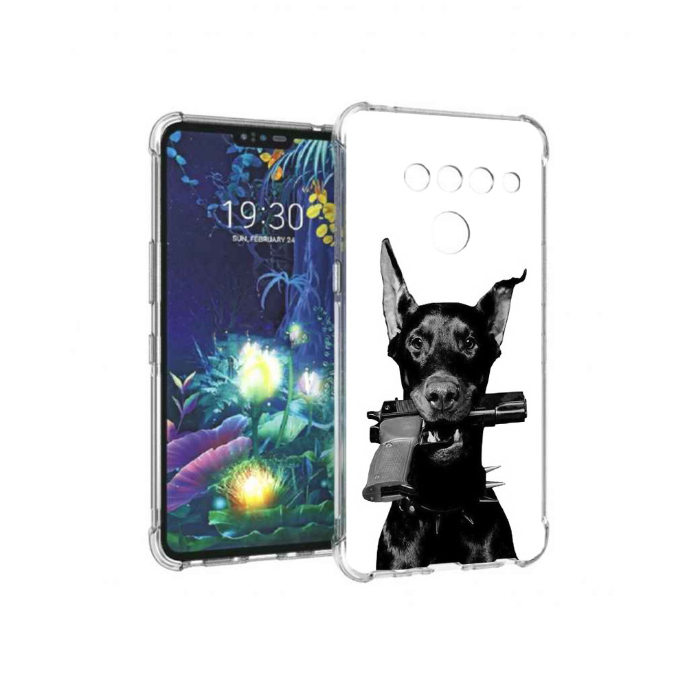 

Чехол MyPads Tocco для LG V50 ThinQ доберман с пистолетом, Прозрачный, Tocco
