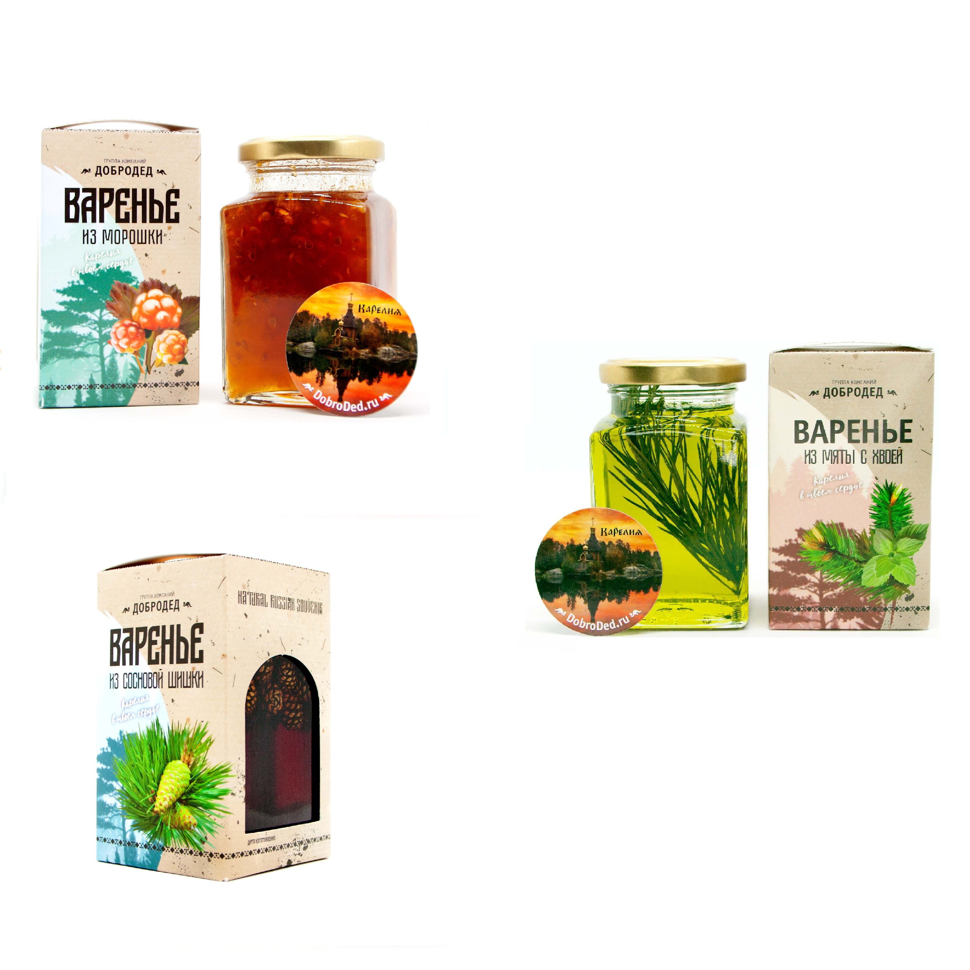 Подарочный набор варенья ДоброДед Любимые вкусы, 3 шт по 300 г