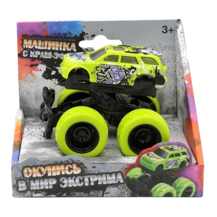 

Машинка с краш-эффектом Funky Toys 4х4,пул бэк, цвет зелёный