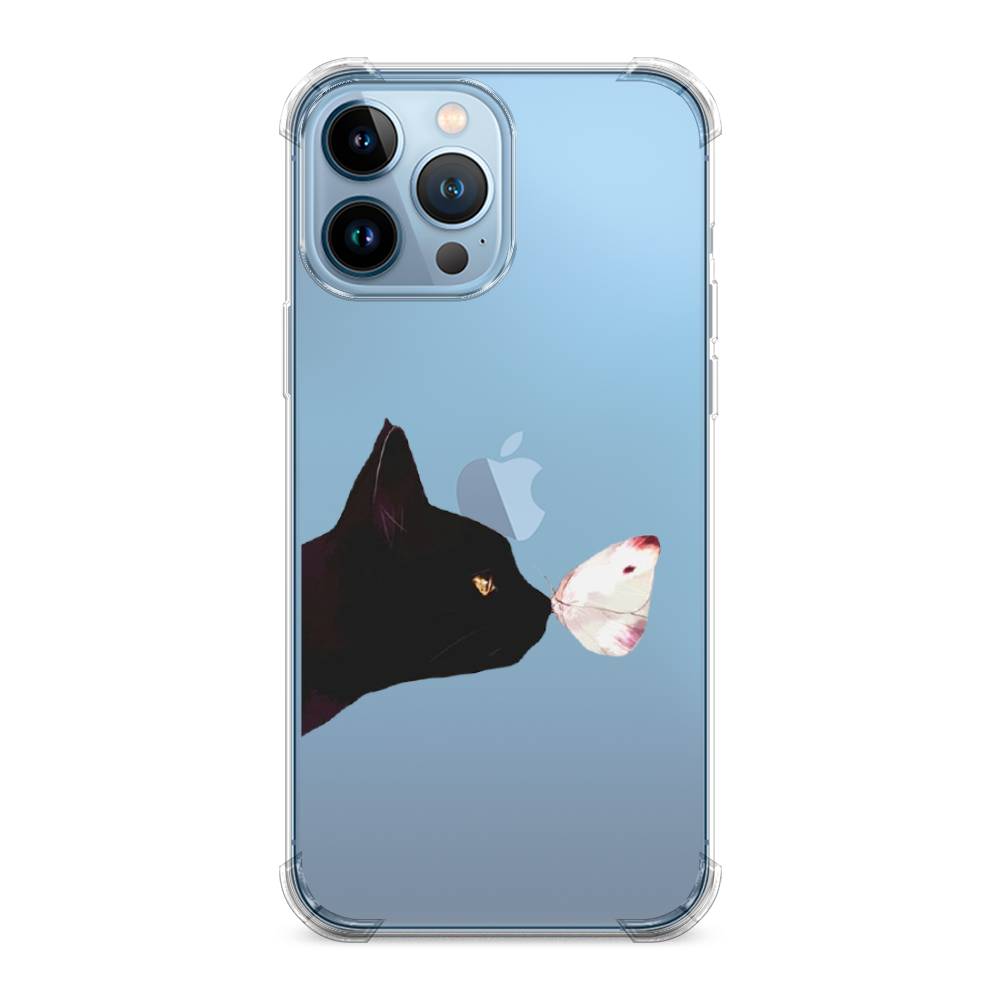 

Чехол Awog на Apple iPhone 13 Pro Max / Айфон 13 Pro Max "Черный кот и бабочка", Разноцветный, 14451-1