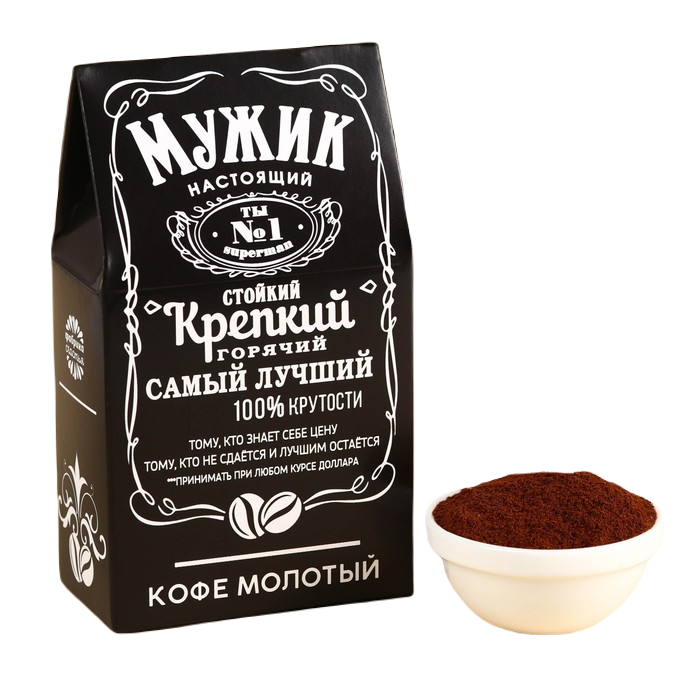 Кофе молотый Настоящий мужик арабика с кофеином, 30 г.