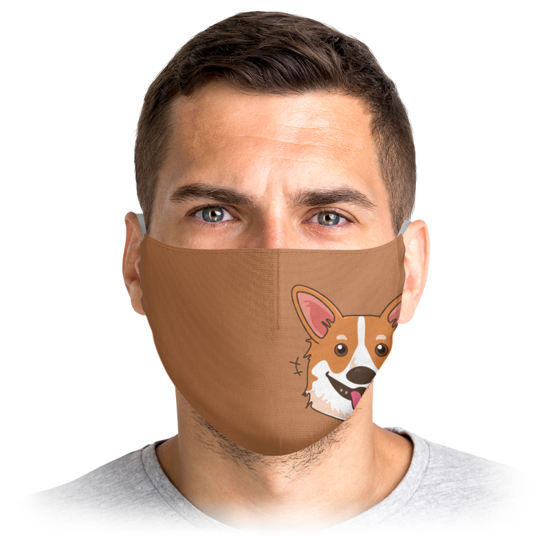 

Многоразовая маска Printio Корги коричневая M, Корги