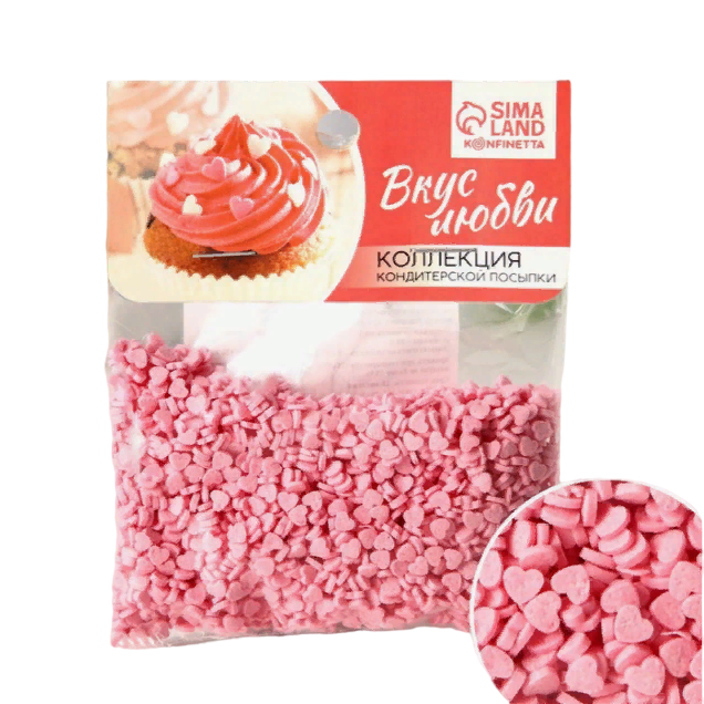 

Посыпка фигурная Вкус любви розовое сердце, 50 г.