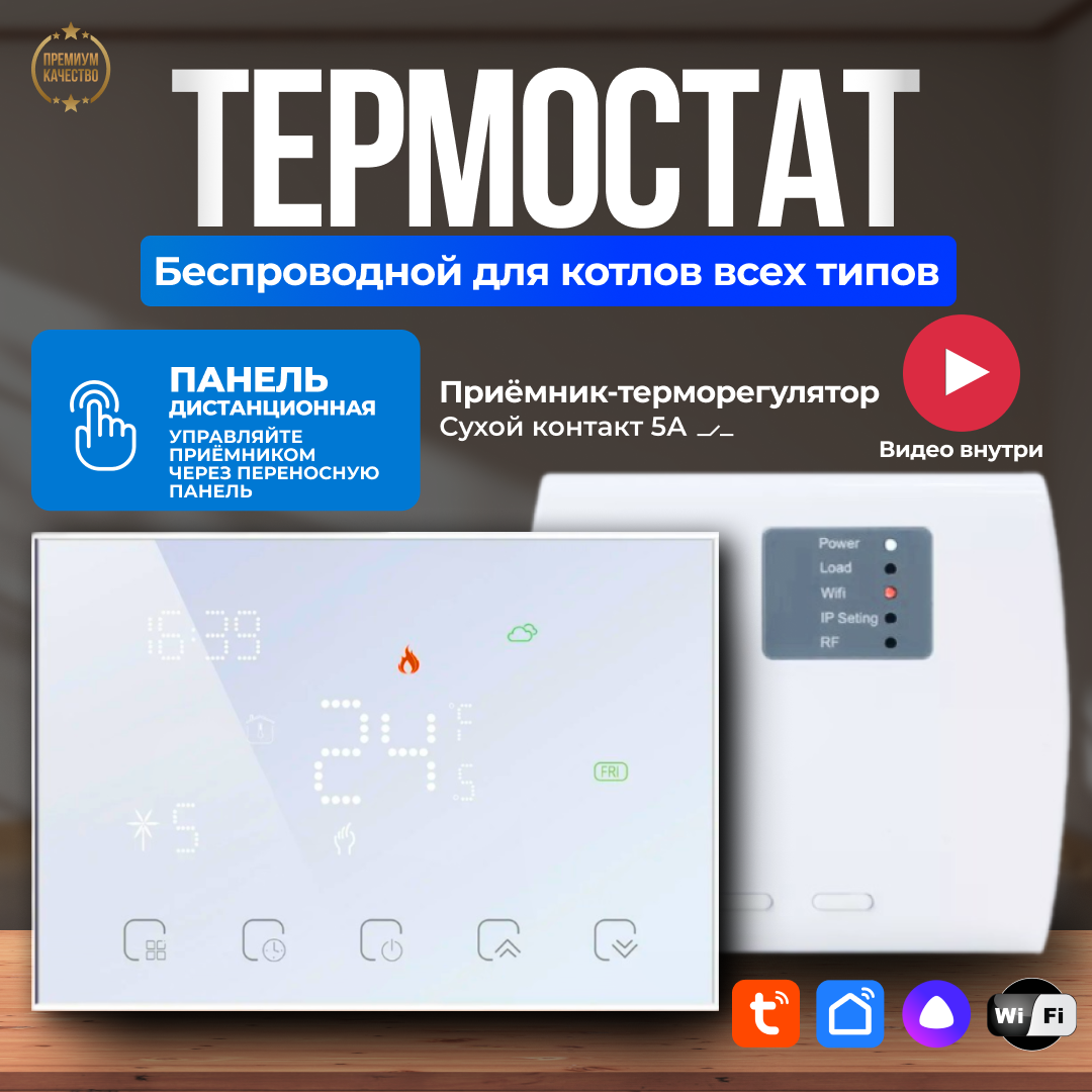 

Терморегулятор для газового или электрического котла ELECTSMART EST-611W-SM, Белый, EST-611W-SM
