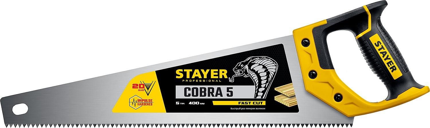 STAYER Cobra 5, 400 мм,ножовка по дереву,Professional (1506-40)