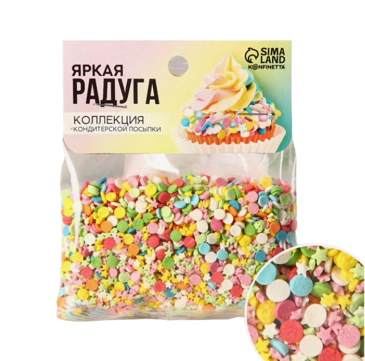 

Посыпка цветная фигурная Яркая радуга, 50 г.