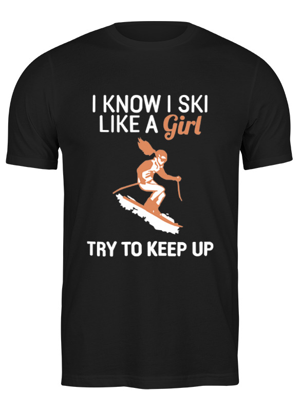 

Футболка мужская Printio i know i ski like a girl черная L, Черный, i know i ski like a girl